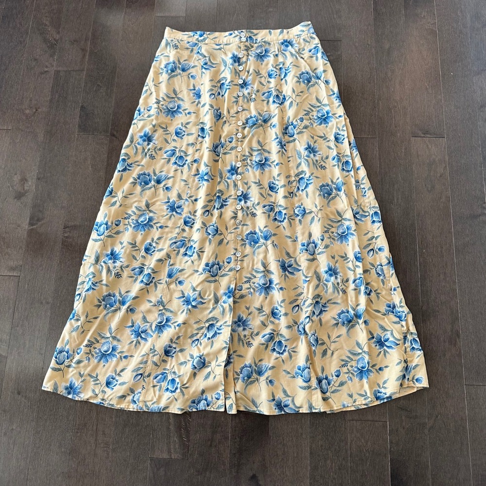 Vintage Stonebridge Cottagecore Maxi Skirt Floral Button Romantic Coquette 16